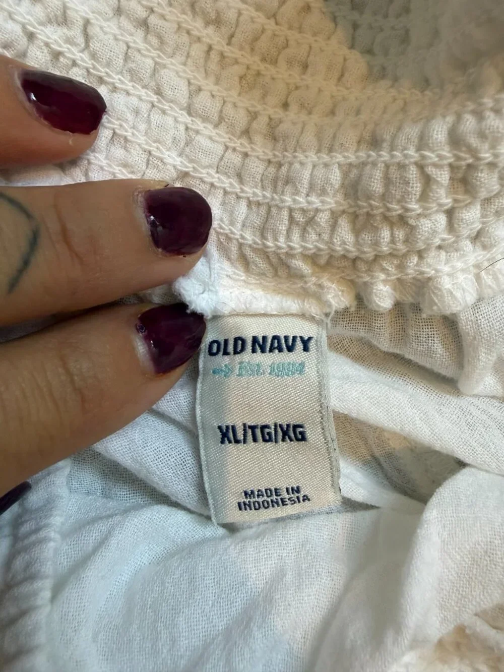 Old Navy Women's White Extra Large Bathing Suit Cover Up Pants Light 100% Cotton